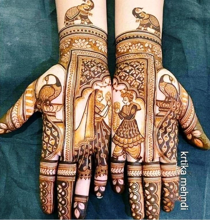 two hands with henna designs on them