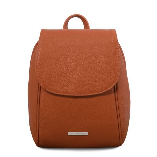 Italian Leather Backpacks for women TL Bag Soft leather backpack Cognac TL141905. Hammered leather Cognac Discover how to customize your bag and make it unique. Shop online and save money. 30-Day Money-Back Guarantee! Small Leather Backpack, Soft Leather Backpack, Handmade Leather Backpack, Leather Factory, Italian Leather Bags, Leather Backpack Purse, Women Leather Backpack, Convertible Bags, Nickel Hardware