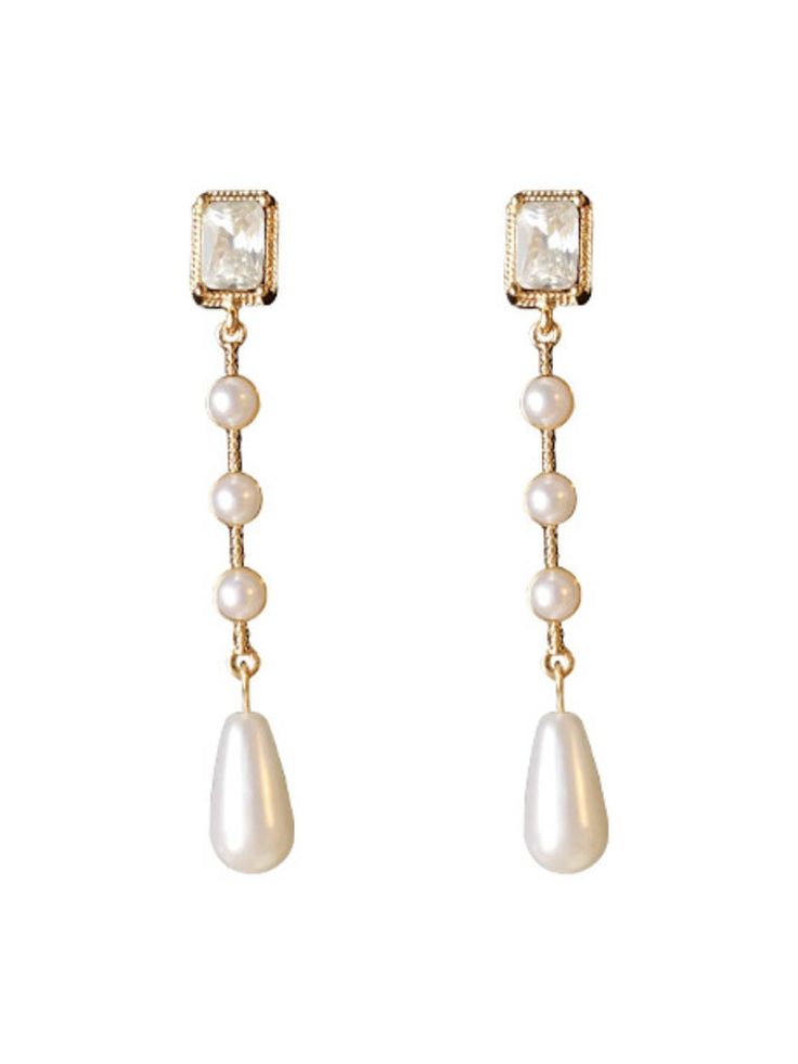 Pearl Chandelier Earrings Bridal Jewelry, Luxury Elegant Pearl Drop Danglers, Long Dress Earings, Cheap Pierced Pearl Drop Earrings, Drop Pearl Earrings Simple, Classy White Earrings, Pearl Bridal Jewelry Modern, Deco Drop Earrings, Luxury Crystal Drop Earrings With Pearl Drop