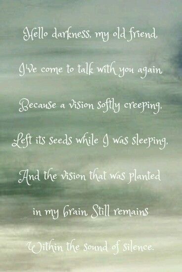 Simon and Garfunkel  - Sounds of Silence. Silence Lyrics, Hello Darkness My Old Friend, Sound Of Silence, Simon Garfunkel, Folk Rock, Song Lyric Quotes, Music Quotes Lyrics, Favorite Lyrics, I'm With The Band