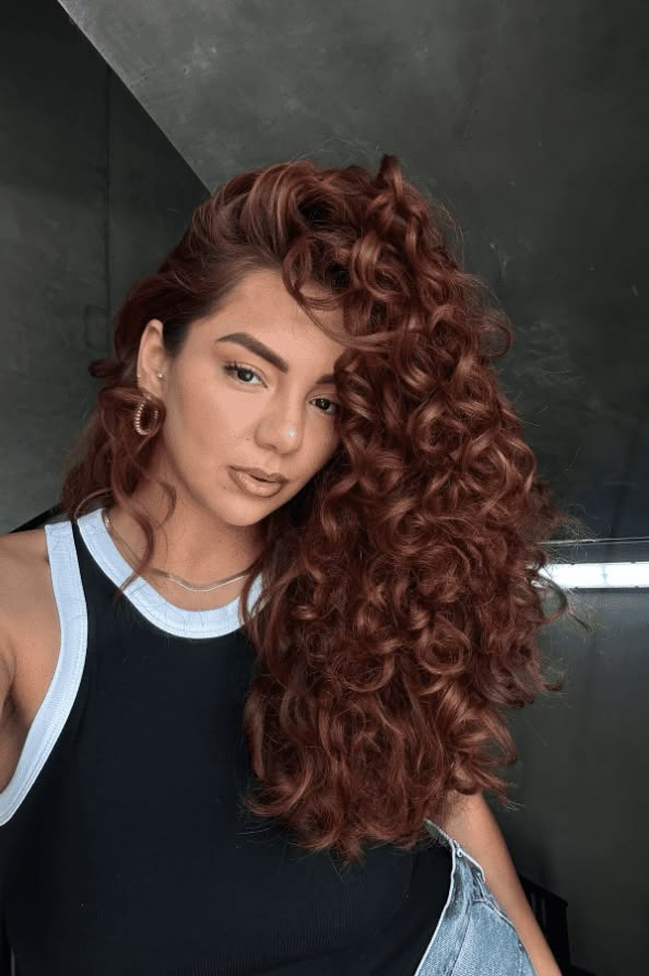 hair transformations, year end, hair styles Auburn Hair Color Curly Curls, Curly Hair Colored Ideas, Deep Auburn Balayage, Mahogany Hair Color Curly, Auburn Highlights Curly Hair, Hair Inspo Color Curly, Red Curly Hair Highlights, Dark Auburn Curly Hair, Curly Chocolate Brown Hair