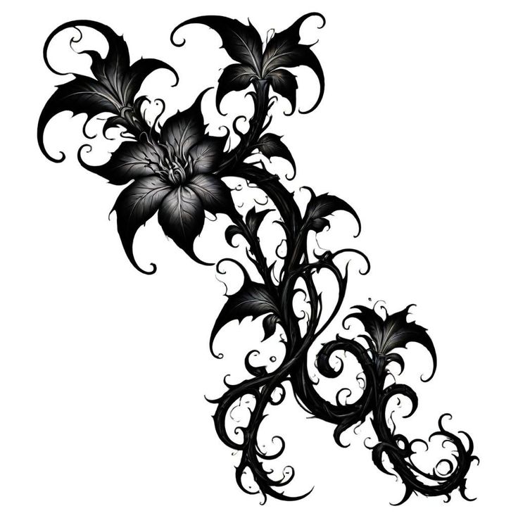 a black and white flower design on a white background