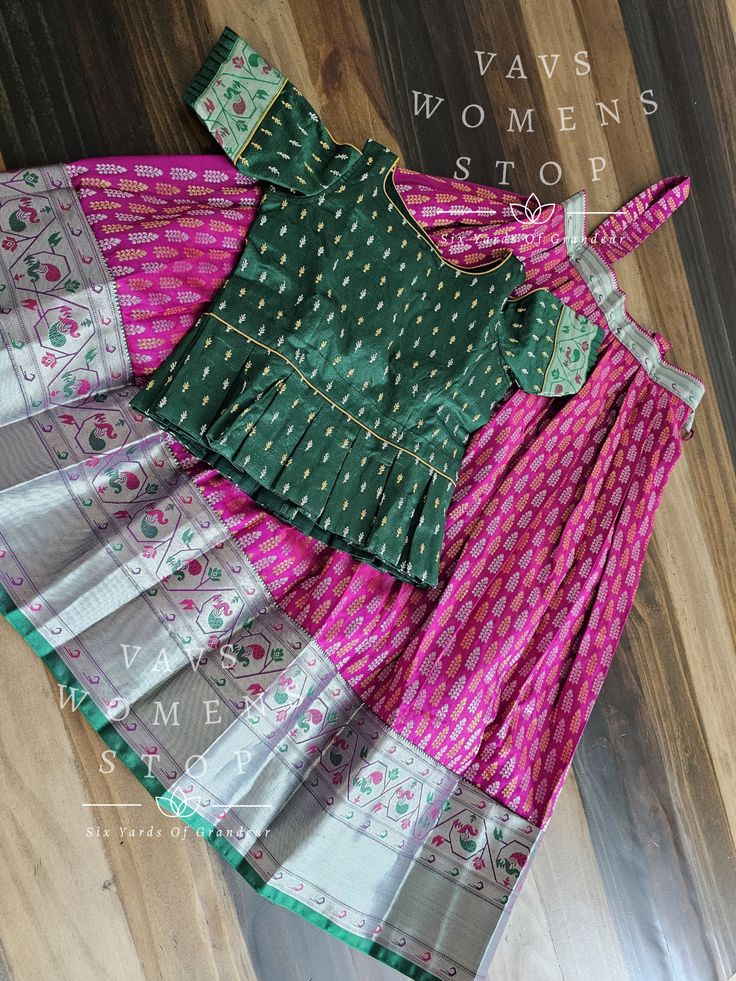 This Lehenga set suits 8 yr - 9 yr. Kindly Please Message me If needed measurements before purchase. Art Silk Saree Skirt Set With Pallu Detail, Art Silk Saree Skirt Set With Pallu, Anarkali Skirt Set With Pallu For Festive Occasions, Festive Anarkali Skirt Set With Pallu, Traditional Designer Skirt Set For Navratri, Traditional Designer Cutdana Skirt Set, Traditional Designer Skirt Set With Cutdana, Designer Festive Skirt Set With Pallu, Paithani Silk Sets With Unstitched Blouse For Traditional Ceremonies