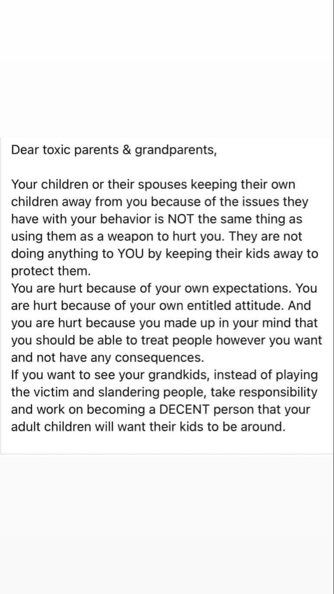 the letter to parents and grandparents from their children is shown in this screenshote