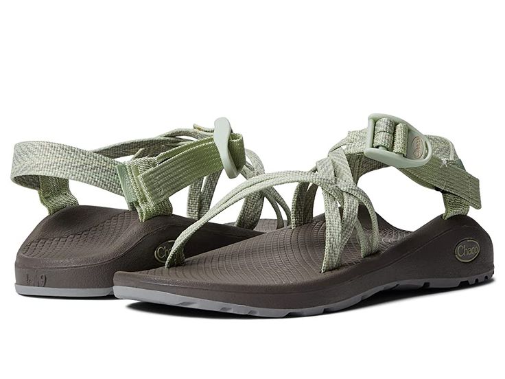 Chaco Z/Cloud X - Women's Sandals : Bracken Celadon : Get ready for an all new form of pillow talk when you trek in the billowy, cushioned comfort of the Chaco Z/Cloud X sandal. 100% vegan-friendly construction. Polyester jacquard webbing straps wrap around the foot and through the midsole for a customized fit. Injection-molded ladder lock buckle at ankle. Adjustable, high-tensile heel risers. Women's-specific LUVSEAT PU midsole offers arch support, daylong comfort, and long-lasting durability. Casual Ankle Strap Sport Sandals With Adjustable Fit, Casual Sport Sandals With Adjustable Ankle Strap, Casual Sport Sandals With Ankle Strap, Green Casual Sport Sandals With Adjustable Strap, Casual Green Sport Sandals With Adjustable Strap, Green Casual Sandals With Adjustable Straps, Green Summer Sport Sandals With Adjustable Strap, Adjustable Green Sport Sandals With Removable Insole, Vacation Nylon Sandals With Cushioned Footbed