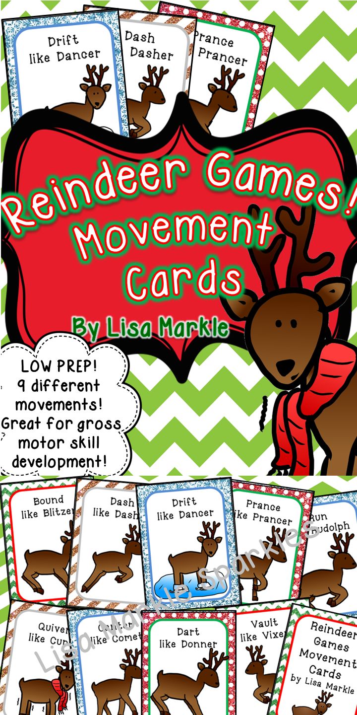 reindeer games and movement cards for christmas