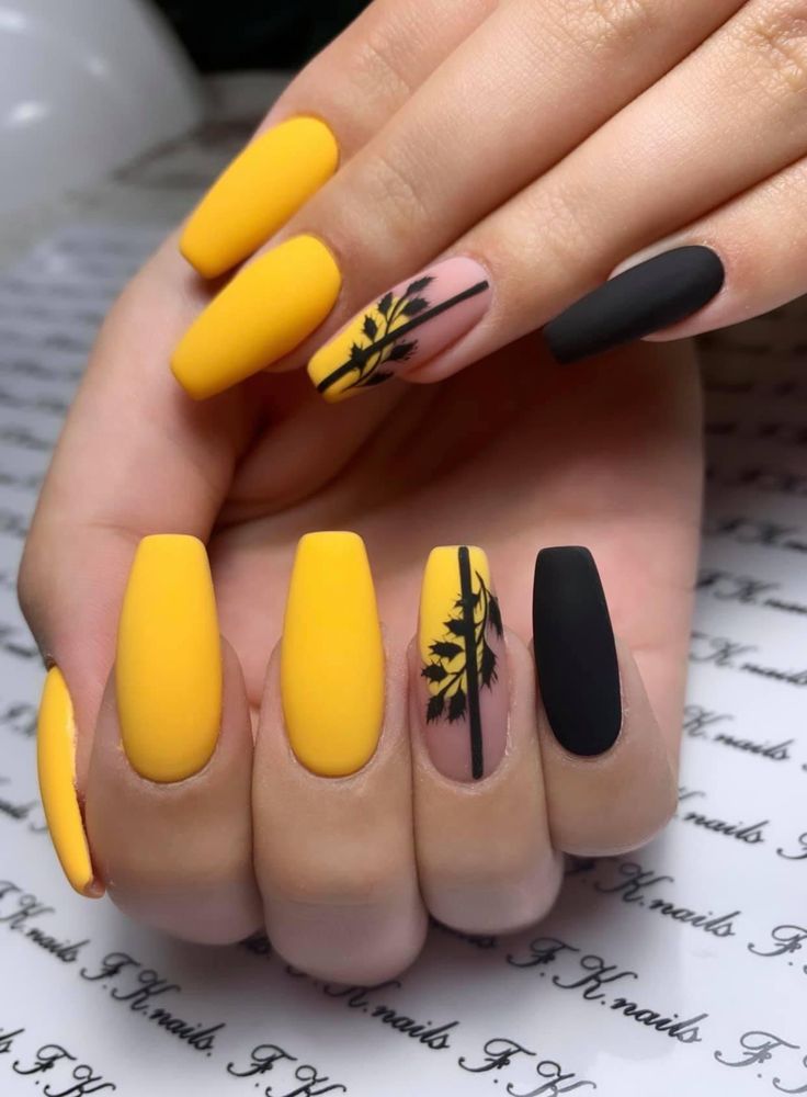 Black Rainbow Nails, Finger Paints, Simple Nail Art Designs, Nail Swag, Trendy Nail Art, Yellow Nails, Hot Nails, Dope Nails, Short Acrylic Nails