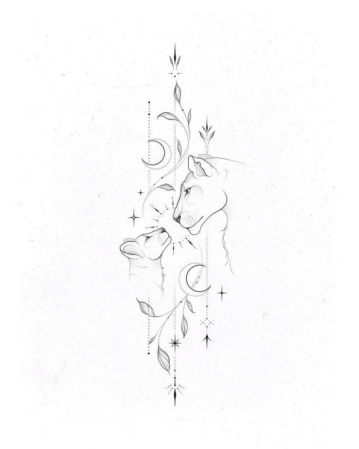 a black and white drawing of a dog with flowers on it's back side