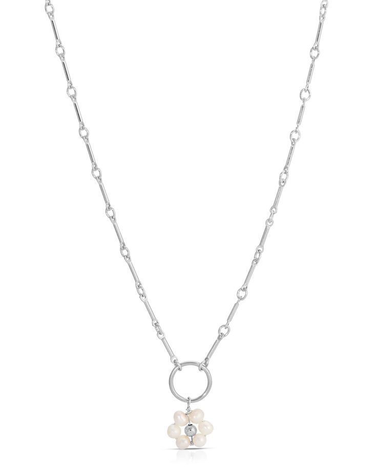 Product Details 3mm Freshwater white Pearls. Necklace length is adjustable from 16 to 18 inches. Safe for sensitive skin. Base Metal: Stainless Steel Coating: 14K Gold PVD Stainless Steel White Pearls Necklace, Daisy Necklace, Pearls Necklace, Flower Necklace, Base Metal, Jewelry Care, Pearl White, Timeless Pieces, Silver Necklaces