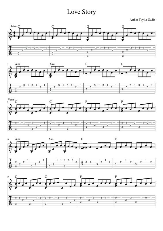 the guitar tab for love story