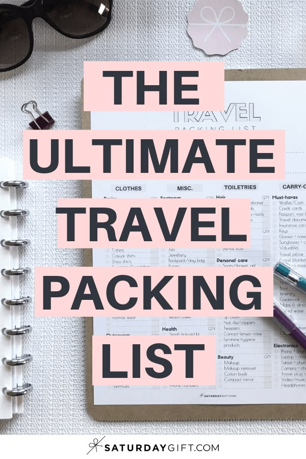 the ultimate travel packing list with text overlay