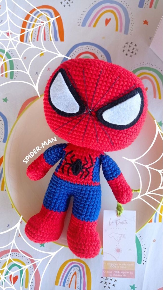 Crochet Spiderman Plush, Spiderman Crochet Plushie, Crochet Spiderman Amigurumi Free Pattern, Crochet Spiderman Free Pattern, Knitted Spiderman, Spiderman Crochet Pattern Free, Spider Man Crochet Pattern, Spiderman Crochet Pattern, Spiderman A Crochet