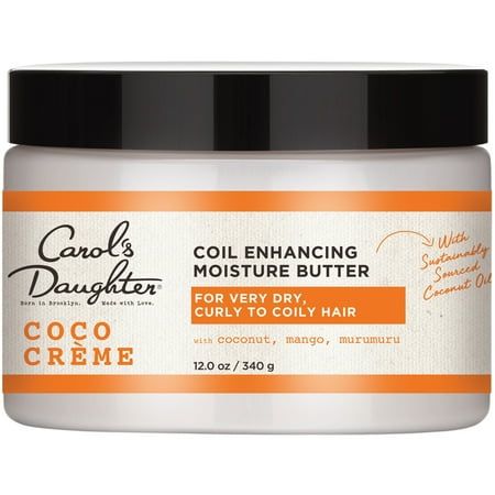 Carol's Daughter Nourishing Moisturizing Hair Styling Cream with Coconut Oil, To achieve the perfect coil, hair needs an extreme moisture experience. One that's packed with intense nourishing moisture and softness that you can see and feel. Enhance your coils with this buttery styling cream, that's blended with our Coco Creme recipe and helps to add long-lasting definition, mega-watt shine, and touchably softness. Packaging May Vary. What you receive may not be what is reflected on site. A nouri Carols Daughter, Extremely Dry Hair, Moisturizing Hair Mask, Dry Curly Hair, Carols Daughter Products, Moisture Hair, Low Porosity Hair Products, Velvet Cream, Curls Hairstyles