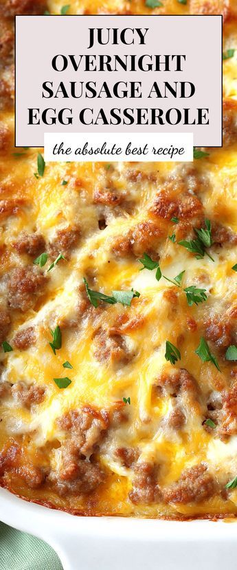 a casserole dish with sausage and cheese