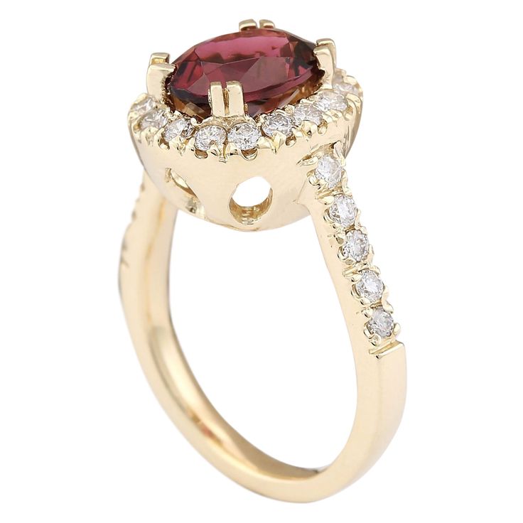 Stamped: 14K Yellow GoldTotal Ring Weight: 5.4 GramsRing Length: N/ARing Width: N/AGemstone Weight: Total Natural Sapphire Weight is 2.03 Carat (Measures: 9.30x7.10 mm)Color: BurgundyDiamond Weight: Total Natural Diamond Weight is 0.60 CaratColor: F-G, Clarity: VS2-SI1Face Measures: 12.50x11.20 mmSku: [703682W] Gold Halo Ring With Accent Stones For Promise, Formal Gold Halo Birthstone Ring, Classic Yellow Gold Birthstone Ring With Halo, Yellow Gold Halo Ring With Gemstone, Round Cut, Yellow Gold Rings With Halo And Round Stone, Gold Birthstone Ring With Halo Setting For Proposal, Oval Ruby Ring In Yellow Gold With Center Stone, Oval Yellow Gold Ruby Ring With Center Stone, Gold Halo Ring With Accent Stones, Round Cut