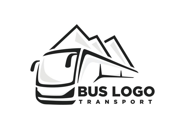 the bus logo has mountains in the background and is ready to be used for transportation