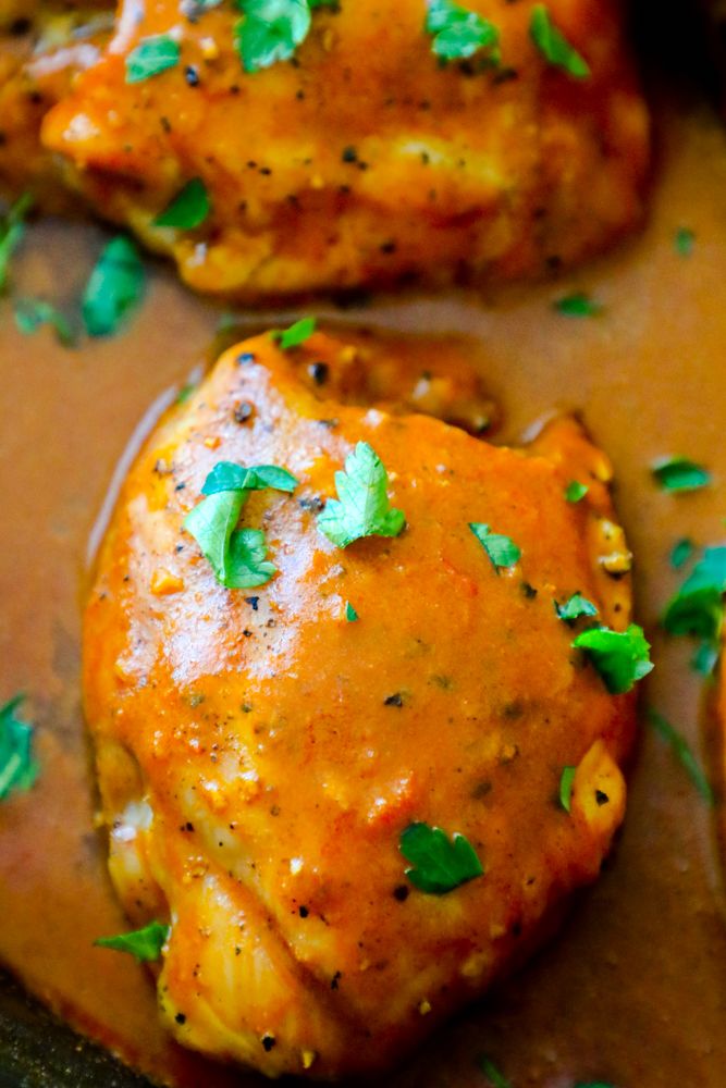 Easy Butter Chicken Thighs Recipe Baked Butter Chicken, Flavor Rice, Easy Baked Chicken Thighs, Easy Butter Chicken Recipe, Easy Butter Chicken, Butter Chicken Recipe Easy, Sautéed Onions, Creamy Curry, Pilaf Recipe