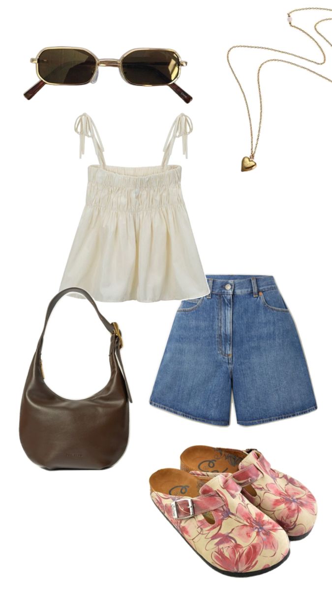 #outfit #style #fashion #outfitinspo #fit #springoutfit #summeroutfit #tanktop #jeanshorts Summer Nanny Outfit Casual, Nanny Summer Outfits, Outfit Ideas Short Sleeve, Australian Summer Outfits, Thrifted Summer Outfits, Summer Trip Outfits, Travel Summer Outfits, College Summer Outfit, Hawaii Outfits