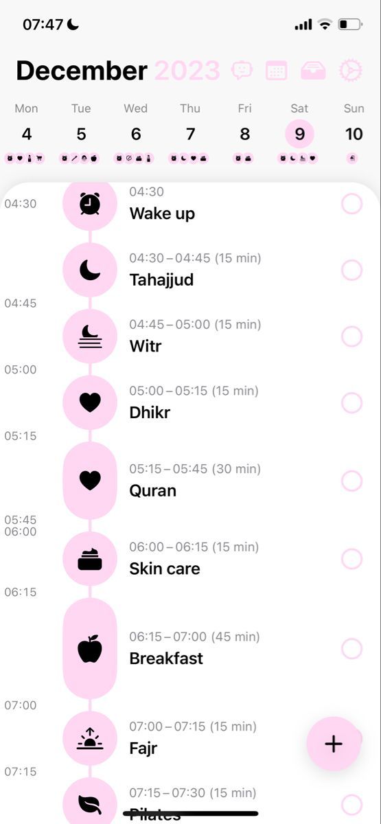 an iphone screen showing the date and time for each day in different languages, with pink circles