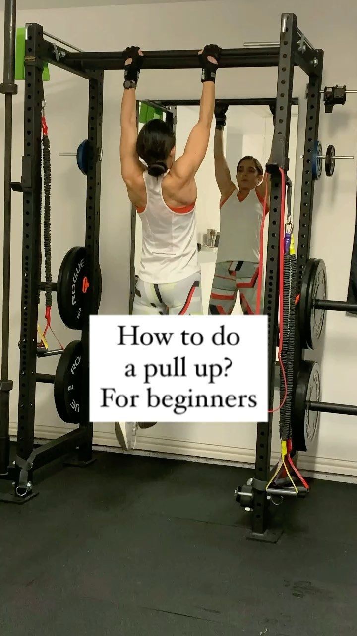 a man is doing pull up exercises in front of a mirror with the words how to do a pull up for beginners