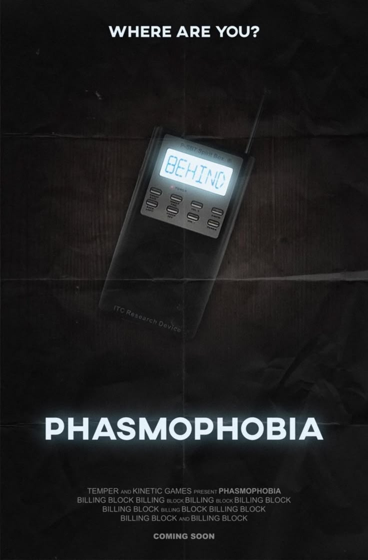 a poster with the words phasmophobia written on it and an alarm clock