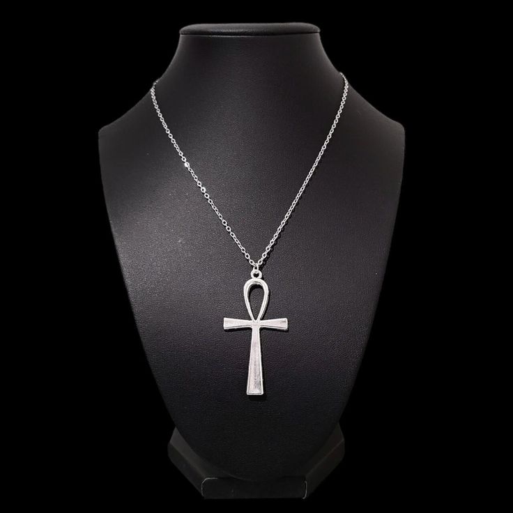 18" Silver Ankh Necklace  Silver Ankh Pendant on an 18-Inch Stainless Steel Chain.  2" Chain Extender.  Lobster Clasp Closure.  CB159  #Ankh #necklace #cross #jewelry Egyptian African symbol men women unisex handmade Ankh Cross Necklace, Egyptian Inspired Jewelry, Ankh Symbol, Rock Star Outfit, Ankh Pendant, African Symbols, Ankh Necklace, Necklace Cross, Lunar Eclipse