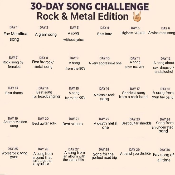 the 30 - day song challenge for rock and metal