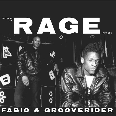 two men sitting next to each other in front of a black and white poster with the words rage on it