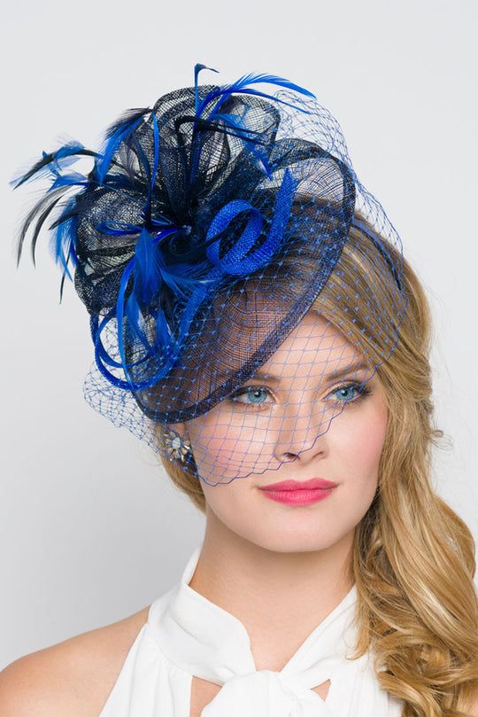 Browse our beautiful fascinator hats selection for a regal, elegant touch. High tea, bridal shower, wedding or derby, we got your head covered in elegance! Royal Blue Fascinator, Navy Fascinator, Fascinator Hats Wedding, Royal Blue Background, Blue Fascinator, Derby Fascinator, Hat Headband, Fascinator Hairstyles, Blue Headband