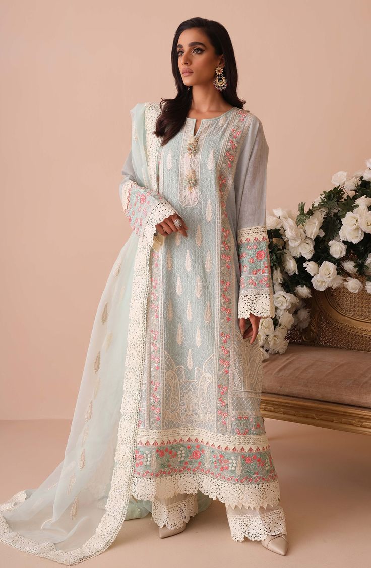 Embroidered Pakistani Kameez Trouser in Blue Color Pakistani Kameez, Pakistani Women Dresses, Asian Clothes, Desi Fits, Fancy Suit, Kameez Designs, Pakistani Party Wear, Simple Kurta Designs, Eid Outfits