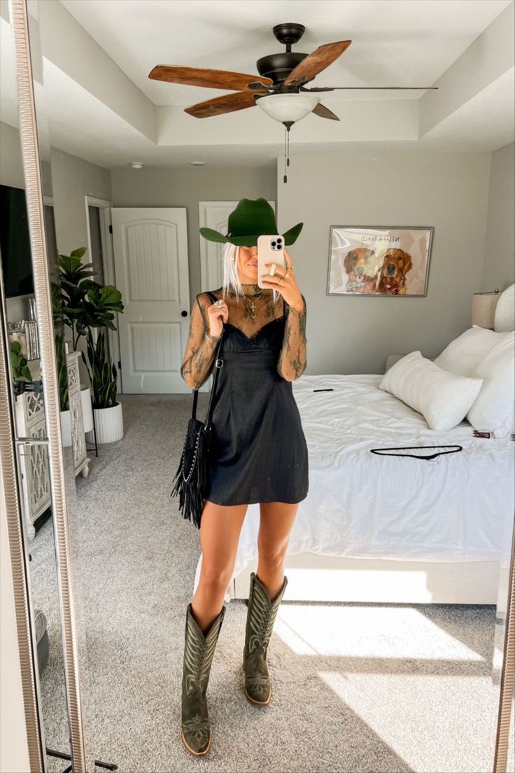 Dale Mini Dress Black curated on LTK Western Boho Style Outfits, Rock En Español Outfit, Oliver Anthony Concert Outfit, Cma Fest Outfit Nashville, Green Cowboy Boots Outfit, Gavin Adcock, Hardy Concert Outfit, Western Spring Outfits, Nashville Style Outfits