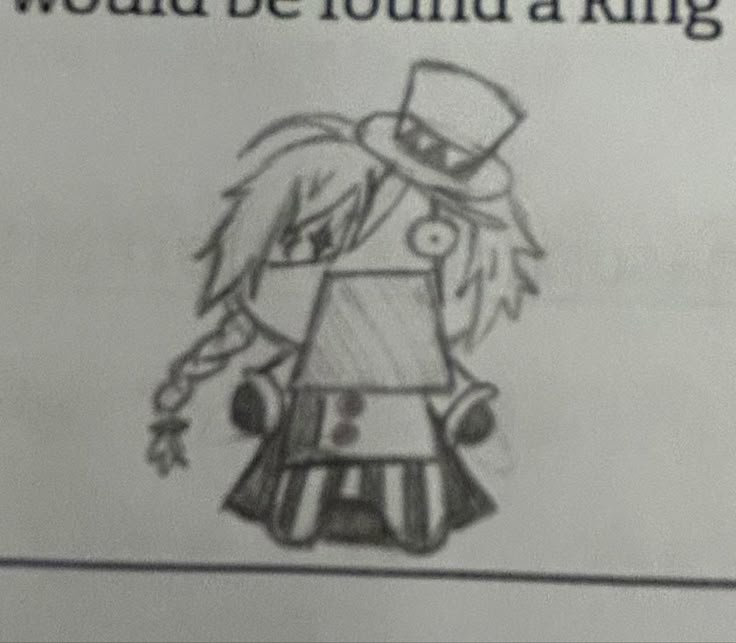 a drawing of a girl wearing a top hat