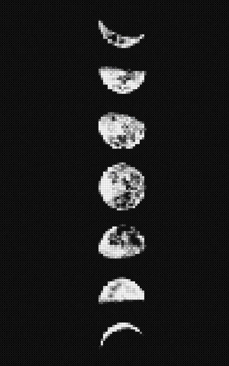 the moon phases are shown in black and white