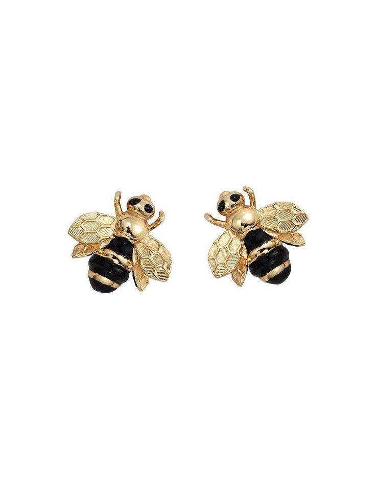 Bee Mine Earrings-Jewelry-Of Rare Origin-Sorrel Sky Gallery Gold Enamel Clip-on Earrings, Gold Enamel Clip-on Earrings For Gift, Gold Black Enamel Drop Earrings, Gold Enamel Pierced Earrings, Gold Drop Earrings With Black Enamel, Yellow Gold Enamel Earrings For Pierced Ears, Yellow Gold Enamel Earrings As Gift, Yellow Gold Drop Earrings With Black Enamel, Black Enamel Earrings For Gift