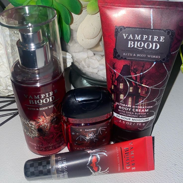 Bath And Bodyworks Travel Size Combo Vampire Blood Body Spray Body Cream Hand Sanitizer Lip Gloss Bath And Bodyworks Fragrance, Perfume Aesthetic Bath And Body Works, Vampire Blood Perfume, Bath And Body Works Vampire Blood, Vampire Blood, Bath Care, Bath N Body Works, Bath And Body Works Perfume, Bath And Body Care