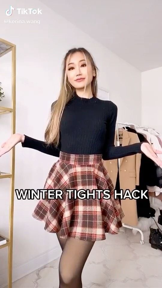 Winter Tights, Diy Vetement, Fashion Hacks Clothes, Plaid Skirt, Funko Pops, Clothing Hacks, Outfits With Leggings, Cute Casual Outfits, Diy Fashion