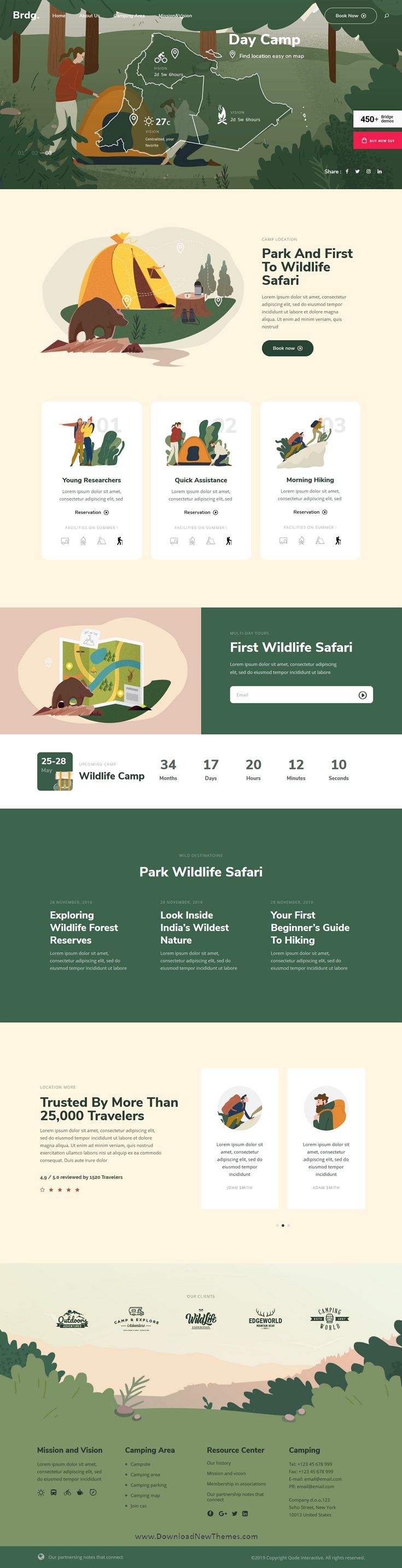 the website design for an outdoor camping site