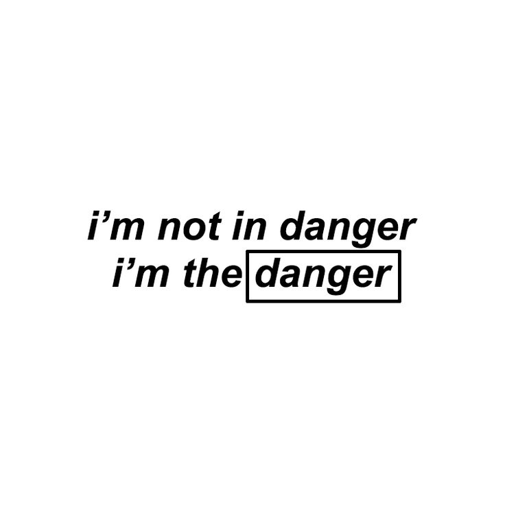 the words i'm not in danger, i'm the danger are black and white