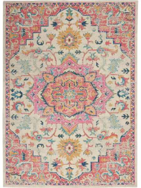 Passion Bohemian Ivory/Pink Area Rug Find Passion, Scatter Rugs, Nourison Rugs, Persian Motifs, Modern Color Palette, Dorm Ideas, Southwestern Design, Simply Irresistible, Pink Area Rug