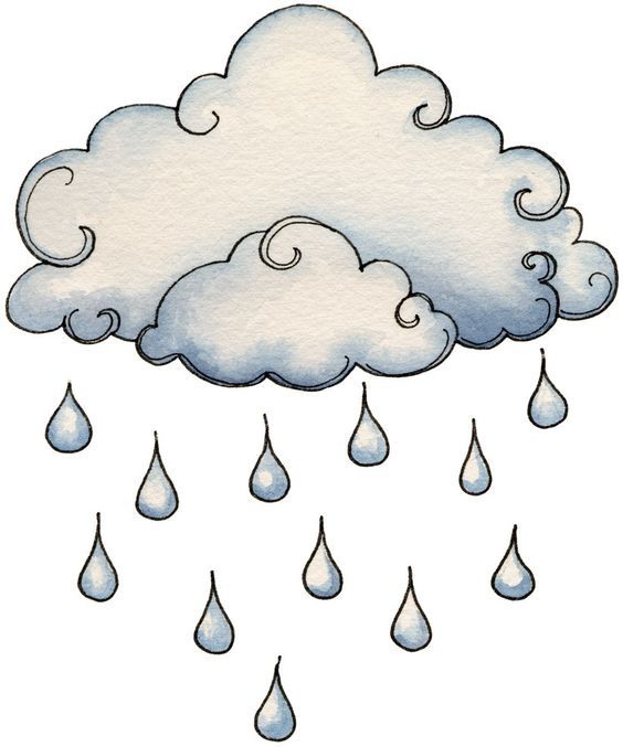 a drawing of a cloud with rain drops