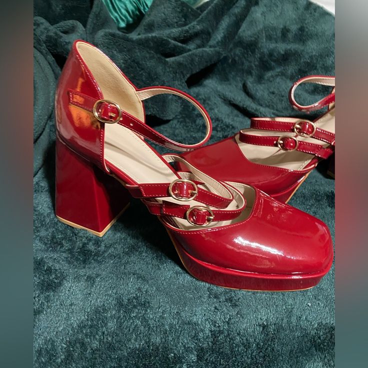 Shein Heels, Eu40, Fit Me Size 9us, Never Worn Shein Heels, Shein Shoes, Red Heels, Cherry Red, On Shoes, Shoes Women Heels, Shoes Heels, Cherry, Women Shoes