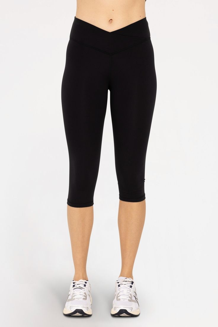 Venice Crossover Waist 90s Capri Leggings | JQ Clothing Co. Sporty Knee-length Activewear For Spring, Fitted Knee-length Sporty Activewear, Sports Fitted Capri Bottoms, Sporty Fitted Knee-length Activewear, Casual Capri Length Gym Leggings, Knee-length Athleisure Sports Bottoms, Sporty Compression Capri Bottoms, Athleisure Capri Length Leggings For Yoga, Sporty Knee-length Gym Bottoms