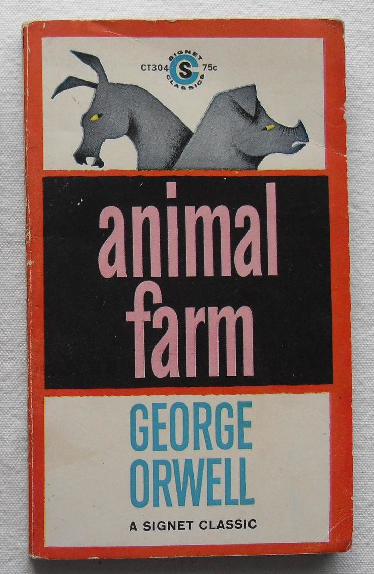 an animal farm by george orwell is shown in the front cover of a book