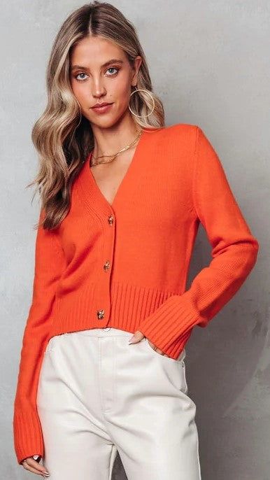 Detail: Long sleeves Front button placket Knit cardigan Size Available:: Size Bust Length S 86cm/33.8'' 50cm/19.6'' M 90cm/35.4'' 51cm/20'' L 94cm/37'' 52cm/20.4'' XL 98cm/38.5'' 53cm/20.8'' Buttoned Cardigan, Orange Knit, Orange Cardigan, Button Cardigan, Zipper Hoodie, Batwing Sleeve, Trending Now, Button Placket, Classic Looks