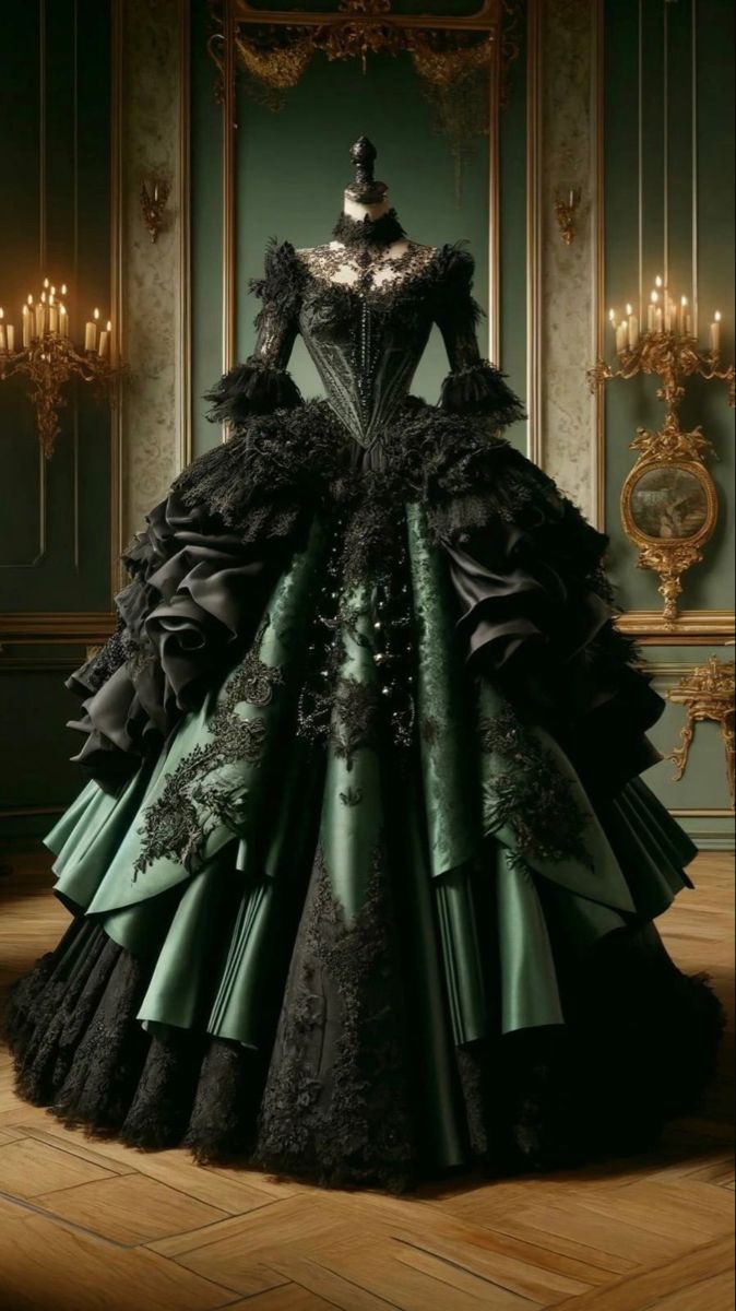 Green Victorian Dress, Victorian Ballgown, Ball Gowns Victorian, Masquerade Ball Gowns, Masquerade Ball Gown, Vintage Ball Gowns, 30 Fashion, Black Brush, Old Fashion Dresses