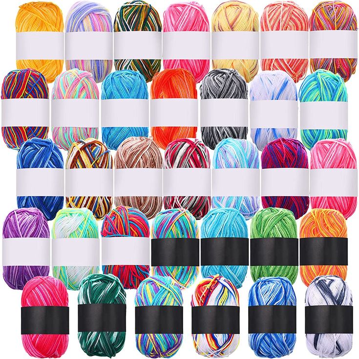 many balls of yarn in different colors and sizes