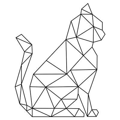 a cat made out of geometric lines on a white background with the words,'i love