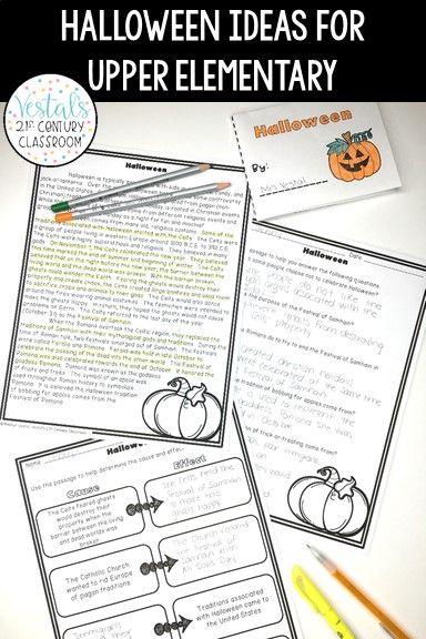 halloween ideas for upper elementary students to use in their writing and reading skills with the text,