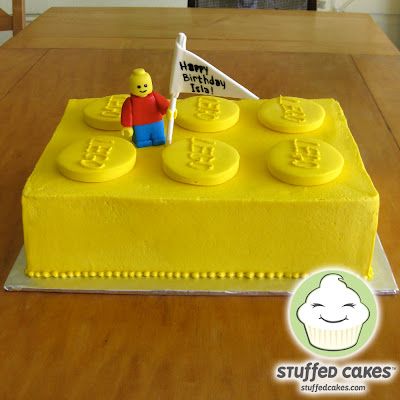 a birthday cake made to look like a lego man