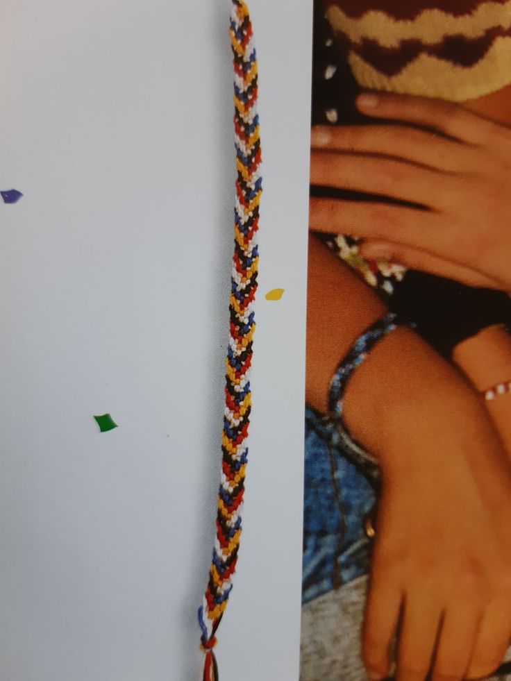 an image of someones hand with a colorful bracelet on it's left wrist